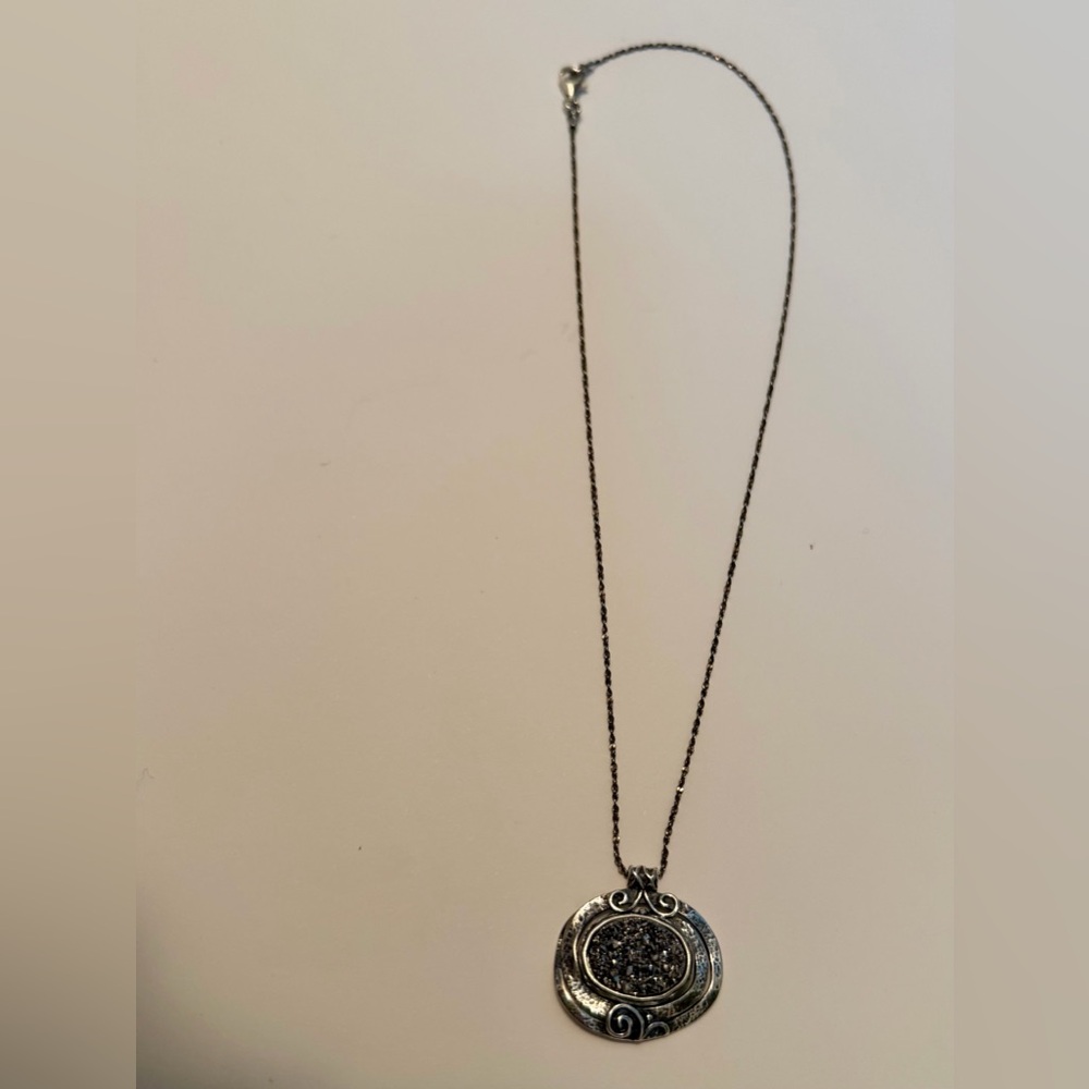 PZ Israel 925 Sterling Silver Druzy Pendant Necklace | Israeli Artisan Jewelry 💫 - Picture 2 of 4